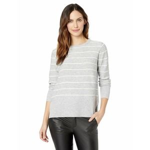 NYDJ Women's Long Sleeve Crew Neck Sweater X-Large Heather Grey Vanilla Stripe